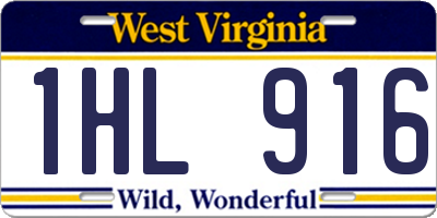 WV license plate 1HL916