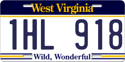 WV license plate 1HL918