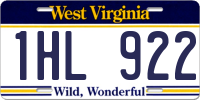 WV license plate 1HL922