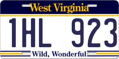 WV license plate 1HL923