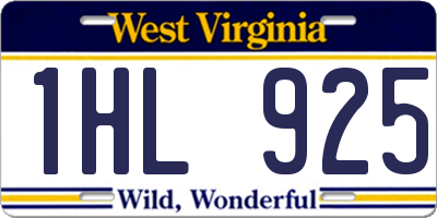 WV license plate 1HL925