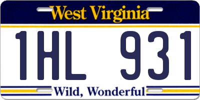 WV license plate 1HL931