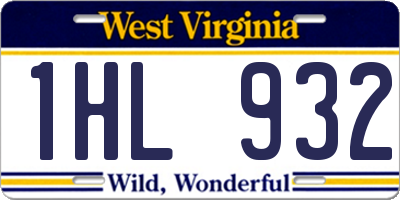 WV license plate 1HL932