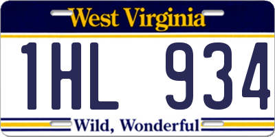 WV license plate 1HL934