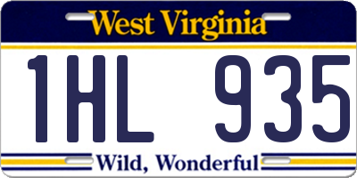 WV license plate 1HL935