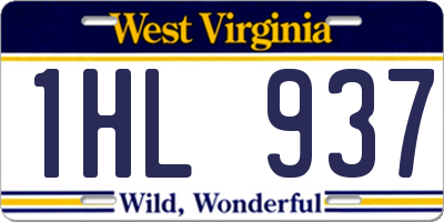 WV license plate 1HL937