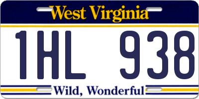 WV license plate 1HL938
