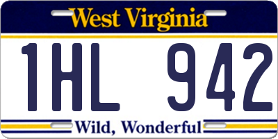 WV license plate 1HL942