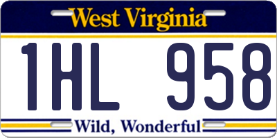 WV license plate 1HL958
