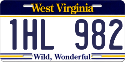 WV license plate 1HL982