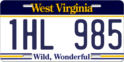 WV license plate 1HL985