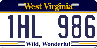 WV license plate 1HL986