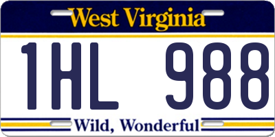 WV license plate 1HL988