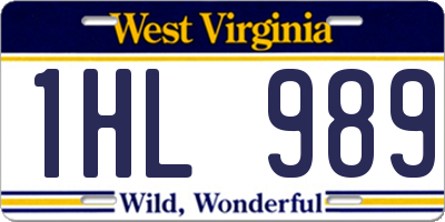 WV license plate 1HL989