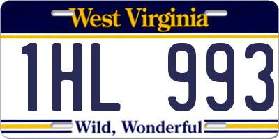 WV license plate 1HL993