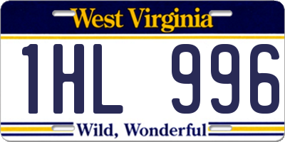 WV license plate 1HL996