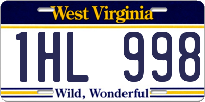 WV license plate 1HL998