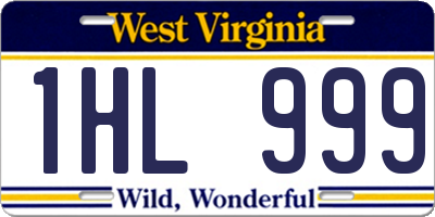 WV license plate 1HL999