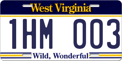 WV license plate 1HM003