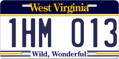 WV license plate 1HM013