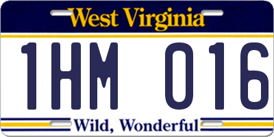 WV license plate 1HM016