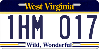 WV license plate 1HM017