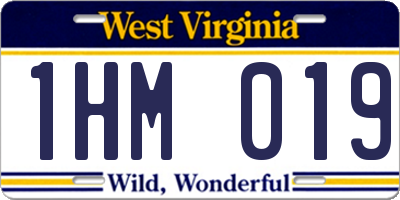 WV license plate 1HM019