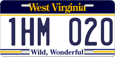 WV license plate 1HM020