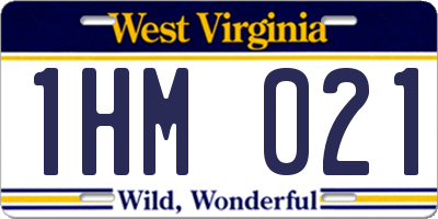 WV license plate 1HM021