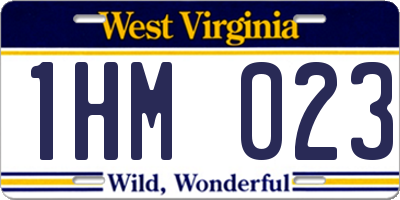 WV license plate 1HM023
