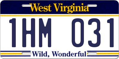 WV license plate 1HM031