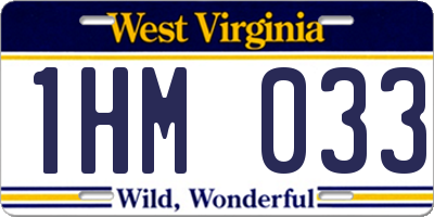 WV license plate 1HM033