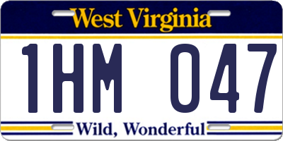 WV license plate 1HM047
