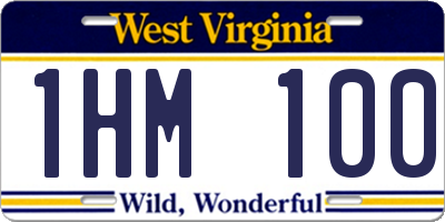WV license plate 1HM100