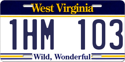 WV license plate 1HM103