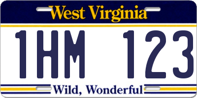 WV license plate 1HM123