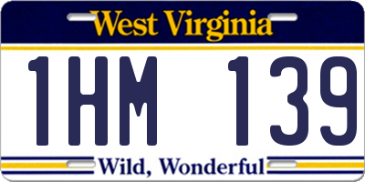 WV license plate 1HM139