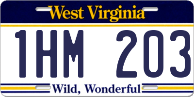 WV license plate 1HM203
