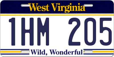 WV license plate 1HM205