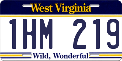 WV license plate 1HM219
