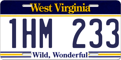 WV license plate 1HM233