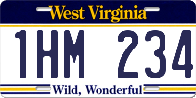 WV license plate 1HM234