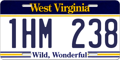 WV license plate 1HM238
