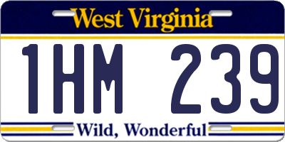 WV license plate 1HM239