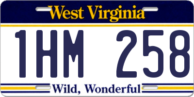 WV license plate 1HM258
