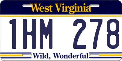WV license plate 1HM278