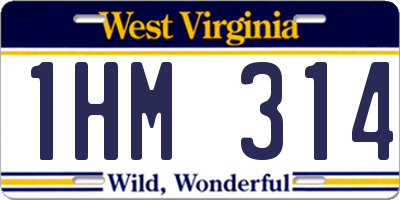 WV license plate 1HM314