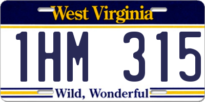 WV license plate 1HM315