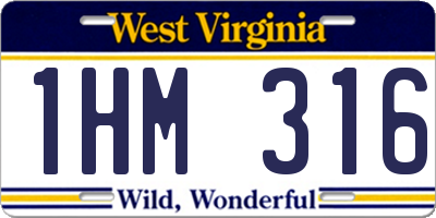 WV license plate 1HM316