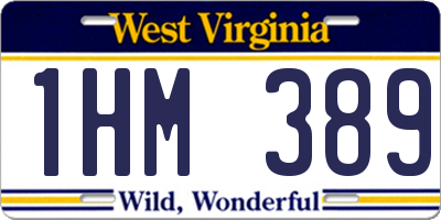 WV license plate 1HM389
